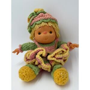 Vintage Crochet Lemon-Lime Doll | Handmade 1980s | 12” | Others Listed